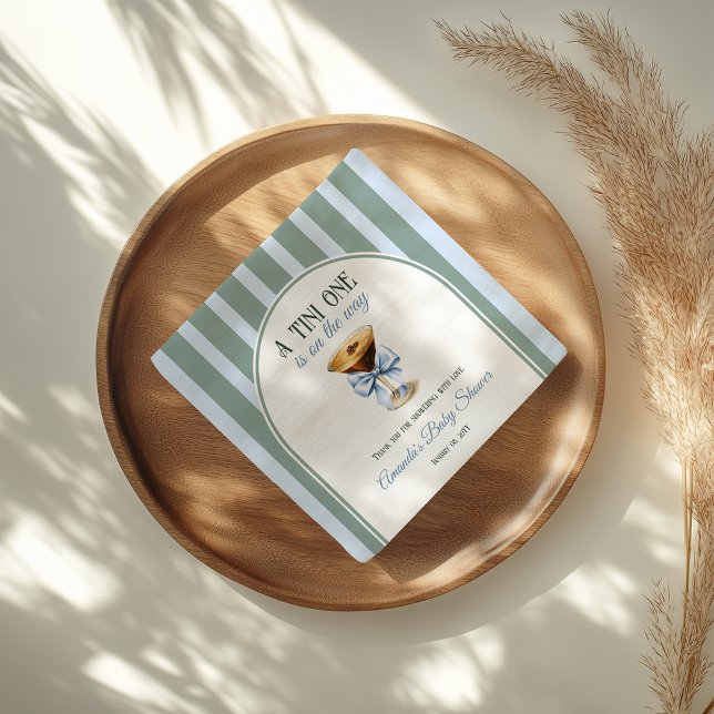 Kaffeteme Espresso Martini Blue Bow Baby Shower Pappersservett (Skapare uppladdad)