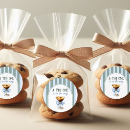 Kaffeteme Espresso Martini Blue Bow Baby Shower Runt Klistermärke