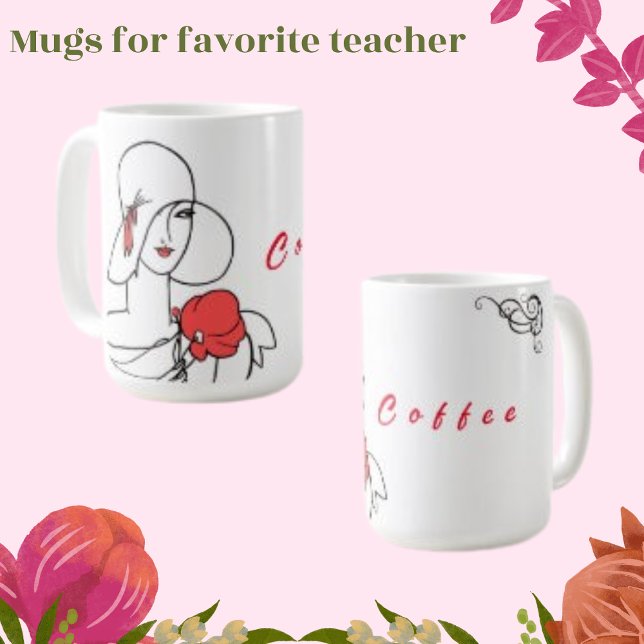Kaffetext för konstverk Teckning, för kvinnor och  Kaffemugg (Skapare uppladdad)