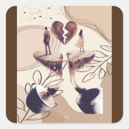 Kaffetid, allt vi behöver är kaffe, kaffe löv fyrkantigt klistermärke