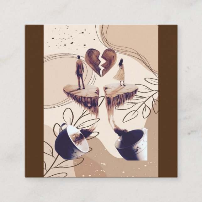 Kaffetid, allt vi behöver är kaffe, kaffe löv fyrkantigt visitkort (Framsida)