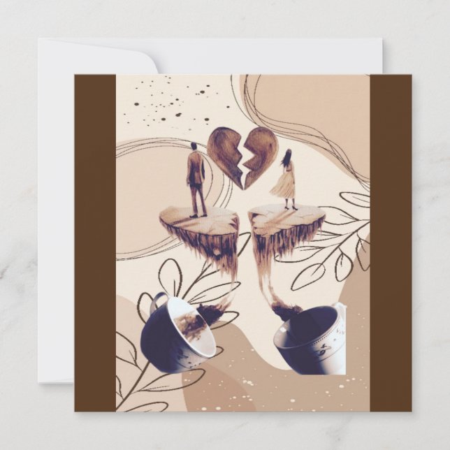 Kaffetid, allt vi behöver är kaffe, kaffe löv inbjudningar (Framsida)