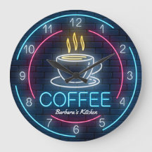 Kaffetid Faux Neon Personalizable Wall Clock