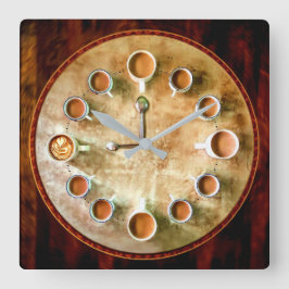 kaffetid för kaffe i kopp fyrkantig klocka