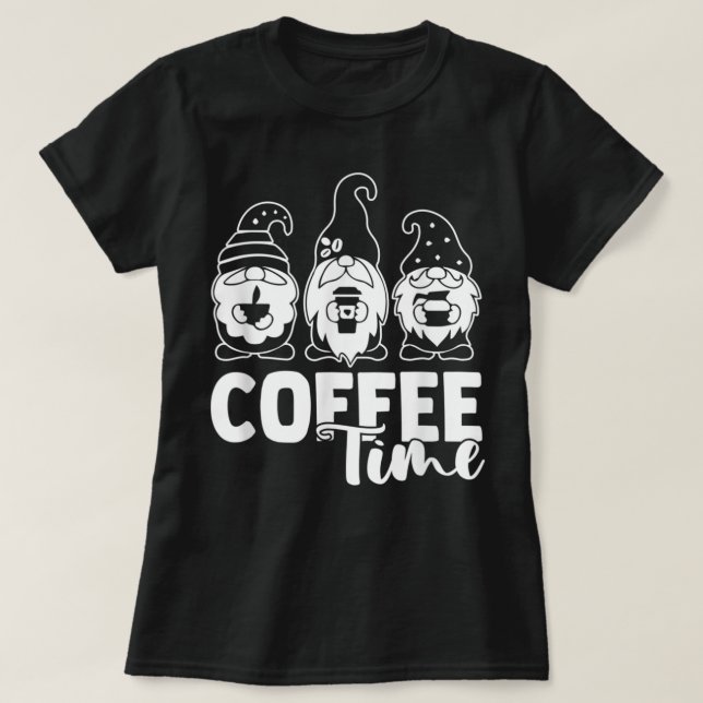 Kaffetid Gnomes-koffein T Shirt (Design framsida)
