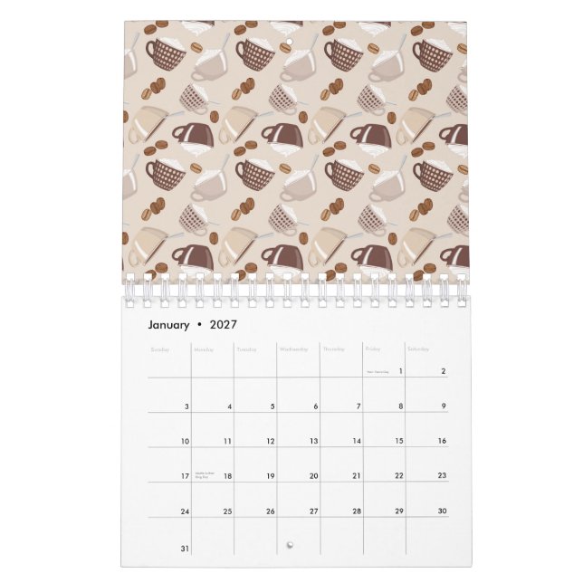 Kaffetid Koppar Bruna Korn Kaffeinfanatiker Dryck Kalender (Jan 2027)
