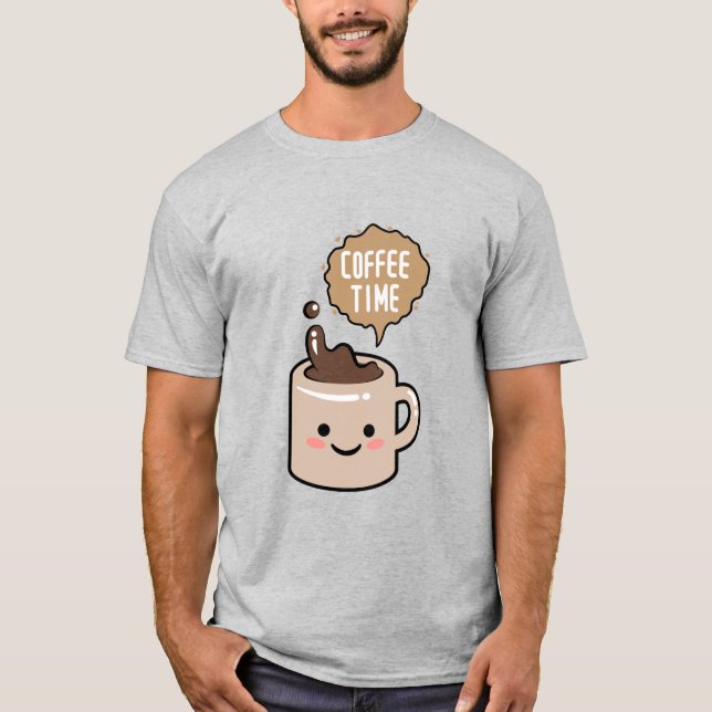 kaffetid rolig kawaii kaffe t shirt (Framsida)