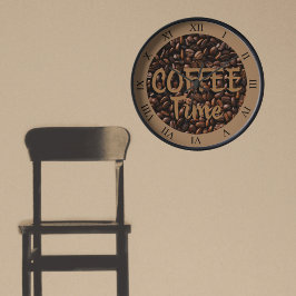 Kaffetid Rostad Beans Brown Stor Klocka