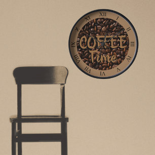 Kaffetid Rostad Beans Brown Stor Klocka