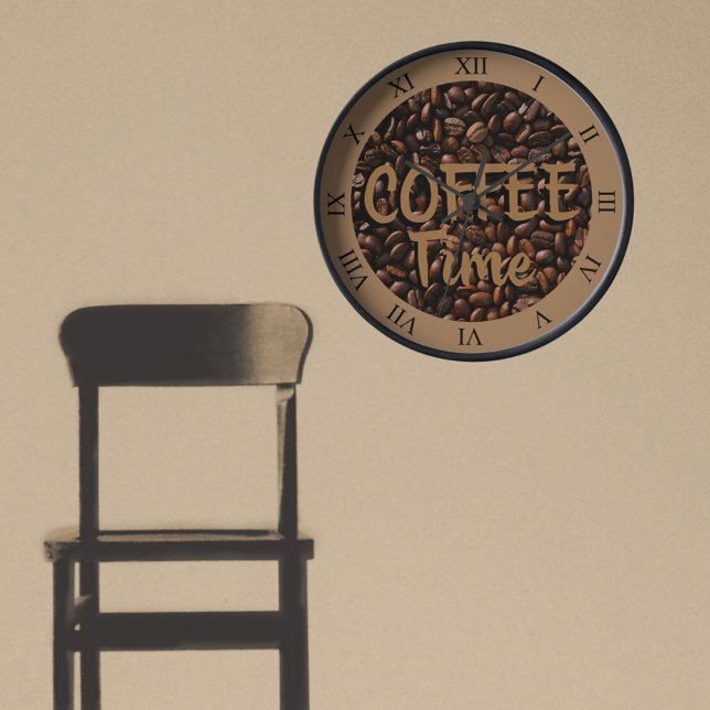 Kaffetid Rostad Beans Brown Stor Klocka (Skapare uppladdad)