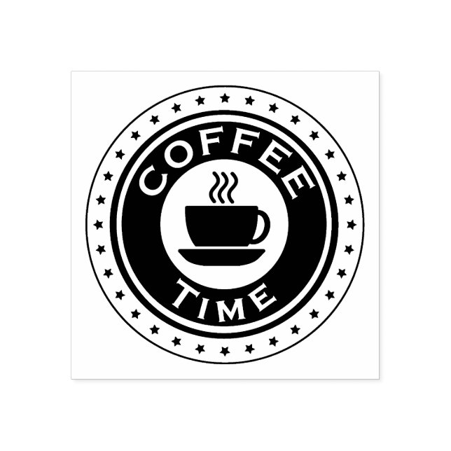 Kaffetid Rubber Frimärke Stämpel (Tryck)