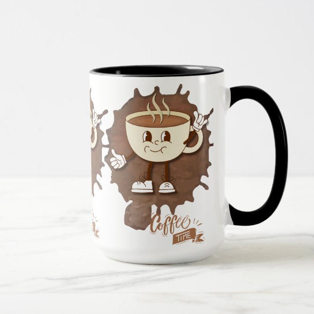 **Kaffetid – Sött Litet Leende Kopp med Ånga  (Höger)