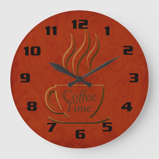 Kaffetid Vackra Eleganter Köks Stor Klocka (Framsida)