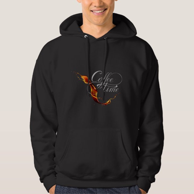 Kaffetidcalligrafi och Stänk Stream-kaffe Hoodie (Framsida)