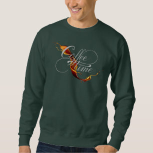 Kaffetidcalligrafi och Stänk Stream-kaffe Lång Ärmad Tröja