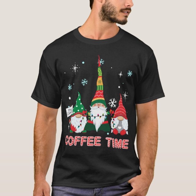 Kaffetider med tre Gnomes God jul Cos T Shirt (Framsida)
