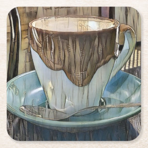 Kaffetidskuba konst, kaffe Mugg Underlägg Papper Kvadrat
