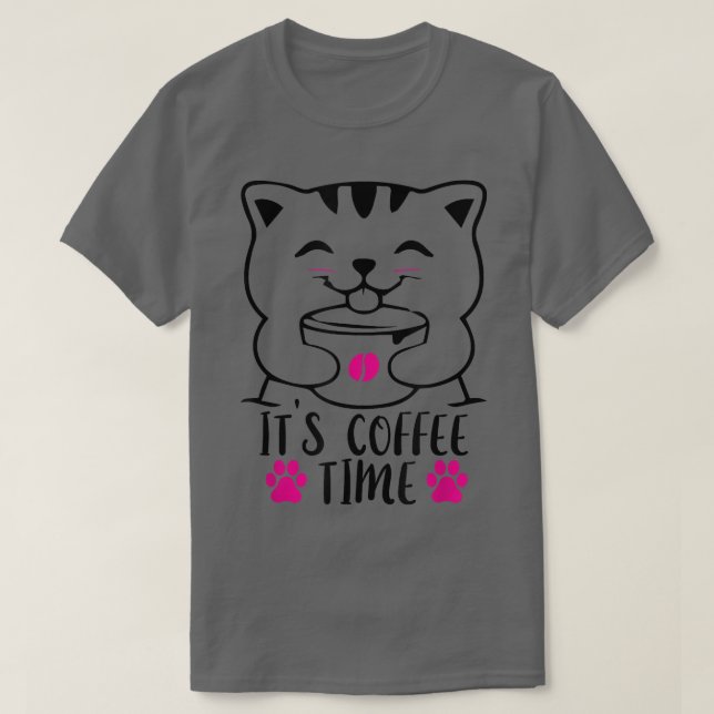 Kaffetidsluften Caffeine Älskare Cat Owner T Shirt (Design framsida)