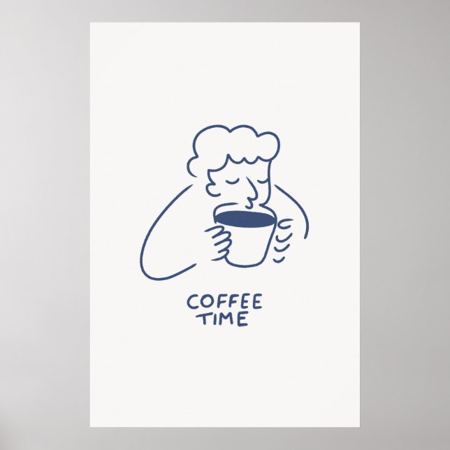 Kaffetidsperson med stor Kopp-utskrift, minimalist Poster (Framsidan)