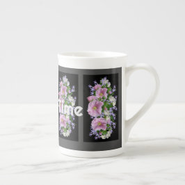 Kaffetidstext med Flower Image Specialty Mugg Benporslin Mugg