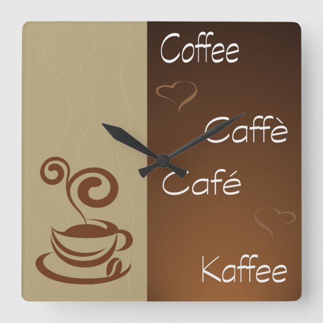 kaffetimme fyrkantig klocka (Framsida)