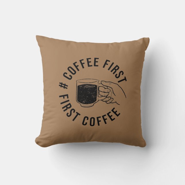 kaffets första t-shirt dekorativ kudde (Framsida)