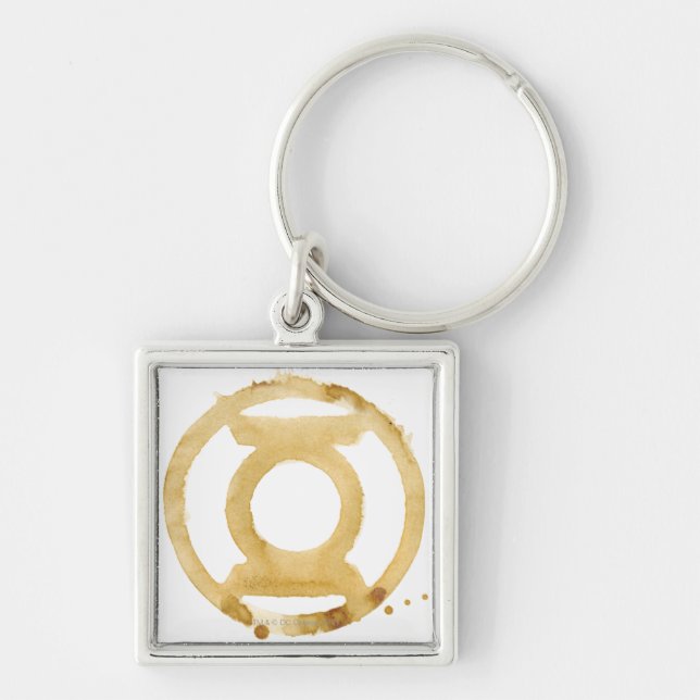 Kaffets Lantern-symbol Fyrkantig Silverfärgad Nyckelring (Framsidan)