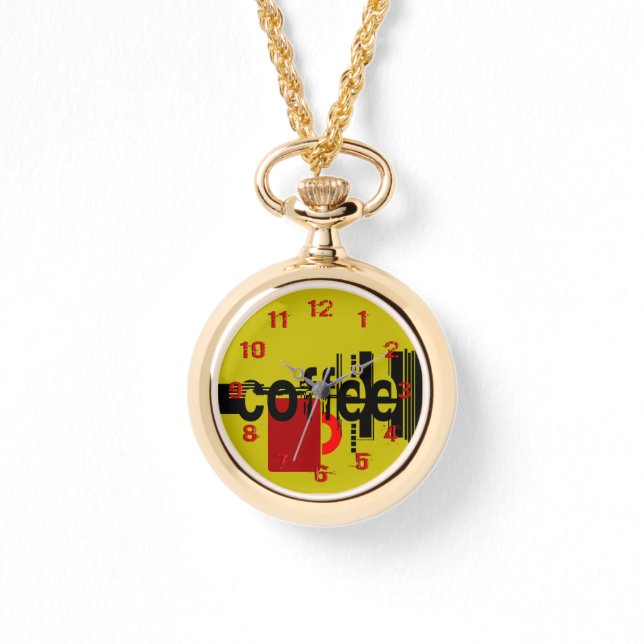 Kaffets minimalistiska grafik numrerad från Ansikt Armbandsur (Framsida)