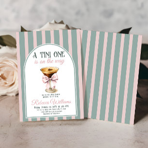Kaffetteme Espresso Martini Rosa Bow Baby Shower Inbjudningar