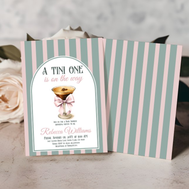 Kaffetteme Espresso Martini Rosa Bow Baby Shower Inbjudningar (Skapare uppladdad)
