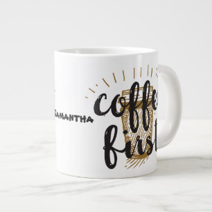 Kaffettypografi, första hand, med slitsat kalligra jumbo mugg