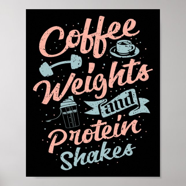 Kaffetvikter och proteingshakes Bodybuilding Bod Poster (Framsidan)