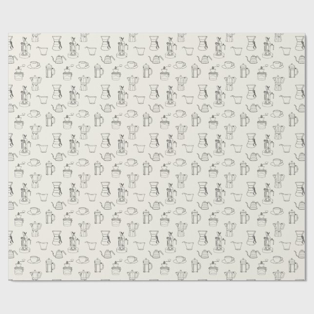 Kaffeutrustning som slår in papper presentpapper (Platt)