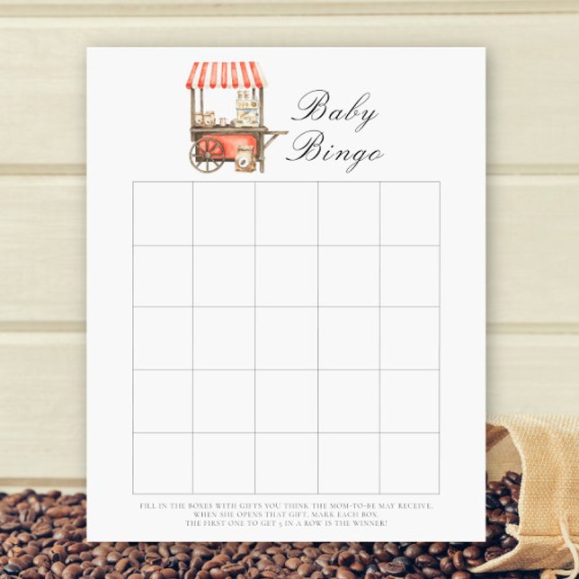 Kaffevagn Baby shower bingo spel (Skapare uppladdad)