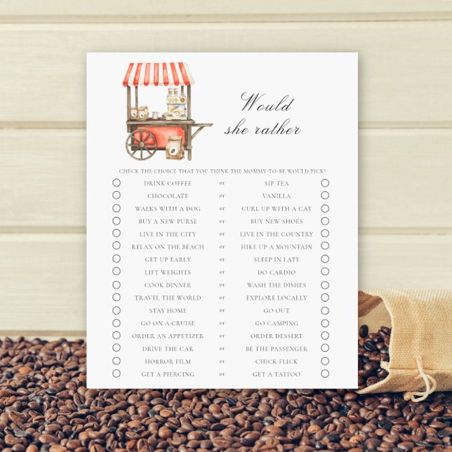 Kaffevagn Baby shower Vad skulle hon helst vilja (Skapare uppladdad)