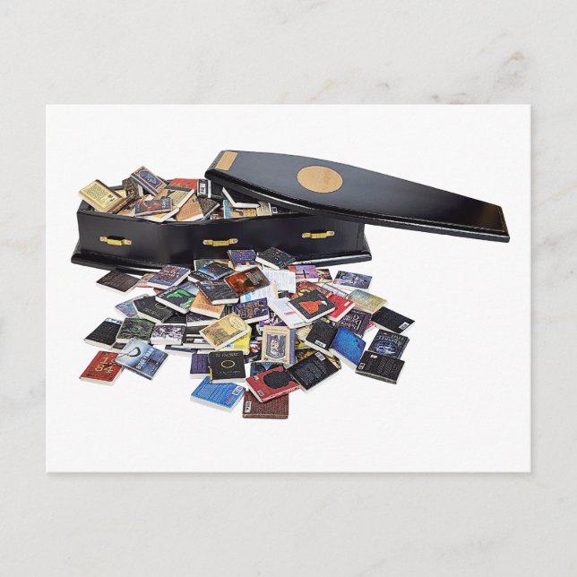 Kaffin i fullt bokar vykort (Framsida)