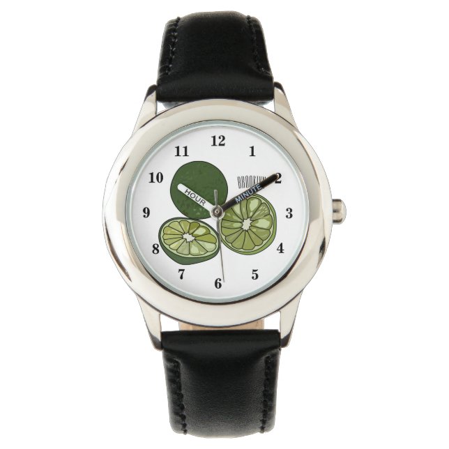 Kaffir lime tecknad illustration armbandsur (Framsida)