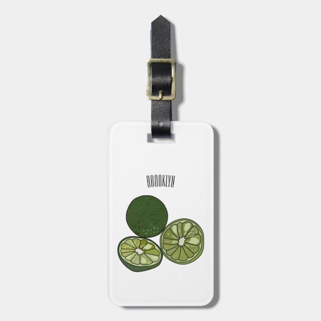 Kaffir lime tecknad illustration bagagebricka (Vertikal Framsida)