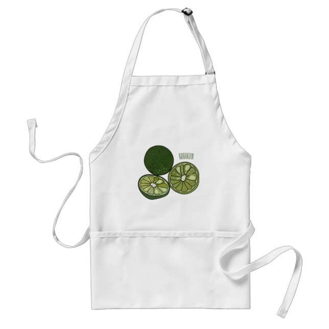 Kaffir lime tecknad illustration förkläde (Framsidan)