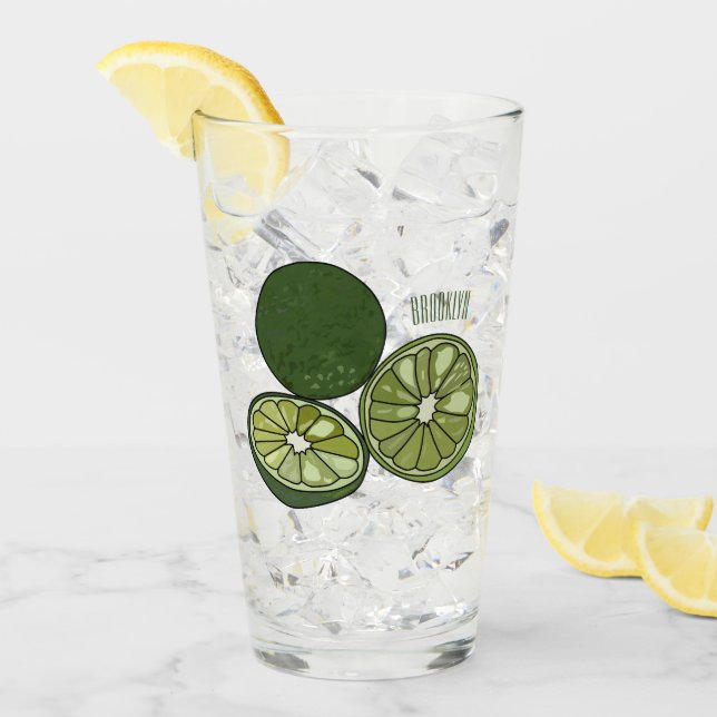 Kaffir lime tecknad illustration glaskopp (Framsida Ice)