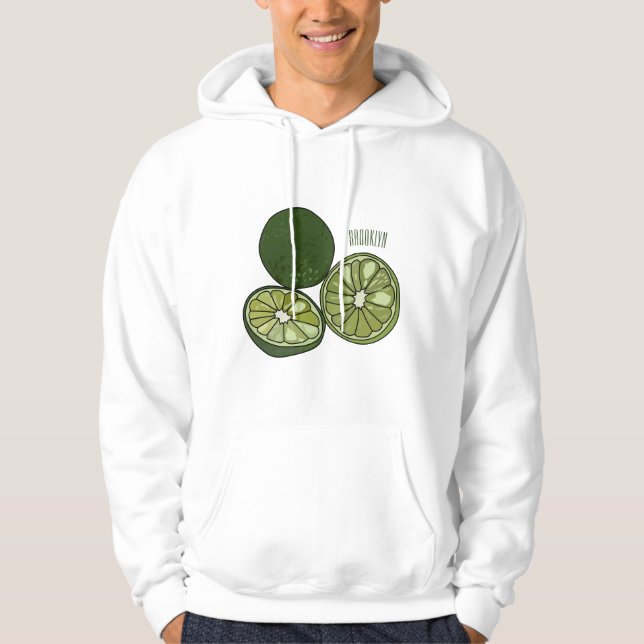 Kaffir lime tecknad illustration hoodie (Framsida)