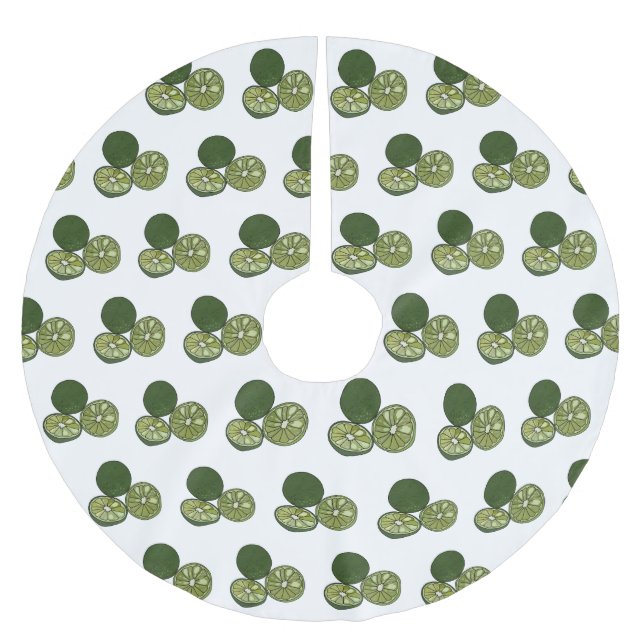 Kaffir lime tecknad illustration julgransmatta borstad polyester (Framsidan)