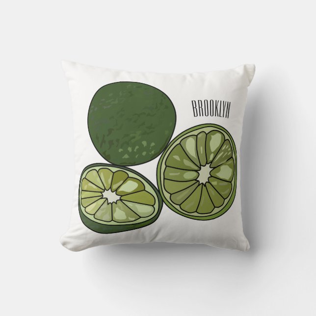 Kaffir lime tecknad illustration kudde (Framsida)