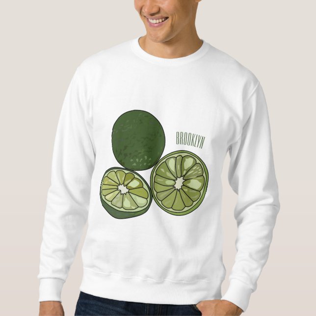 Kaffir lime tecknad illustration lång ärmad tröja (Framsida)
