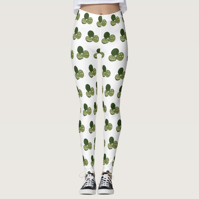 Kaffir lime tecknad illustration leggings (Framsida)