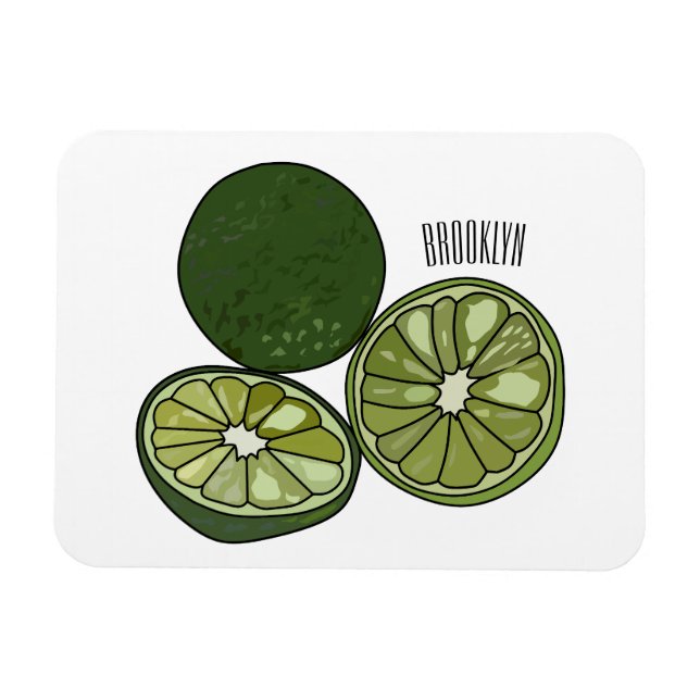 Kaffir lime tecknad illustration magnet (Horisontell)