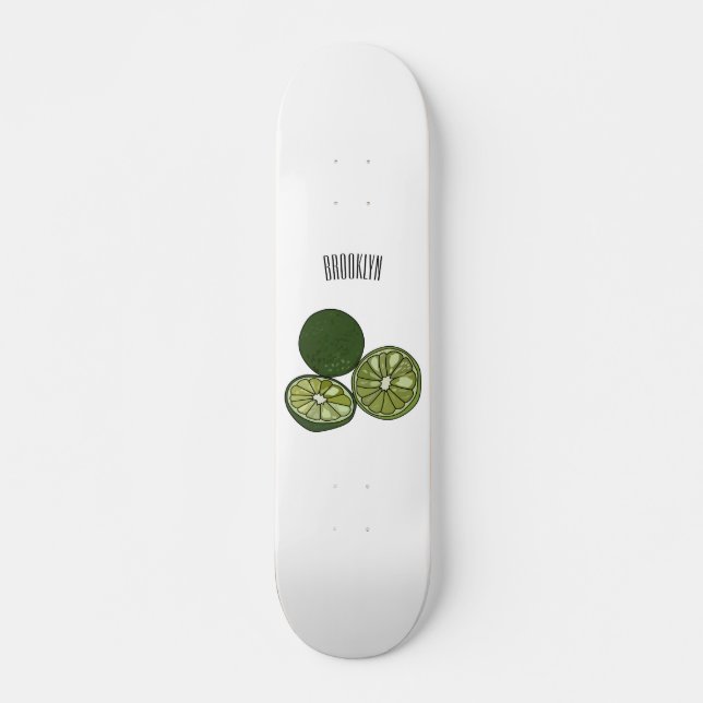Kaffir lime tecknad illustration mini skateboard bräda 18,5 cm (Framsida)
