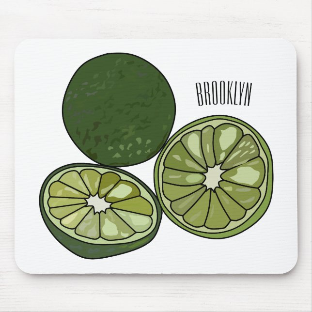 Kaffir lime tecknad illustration musmatta (Framsidan)
