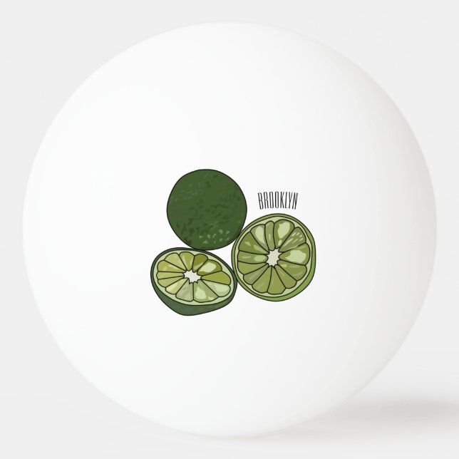 Kaffir lime tecknad illustration pingisboll (Framsidan)