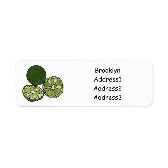 Kaffir lime tecknad illustration returadress etikett (Framsidan)